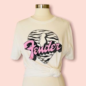 NWT Fender Guitar Zebra Stripe Graphic Tee Sz L